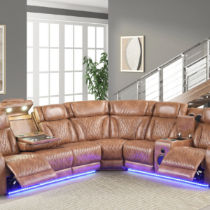 Barcelona Brown Power Reclining Sectional (Power Headrests)